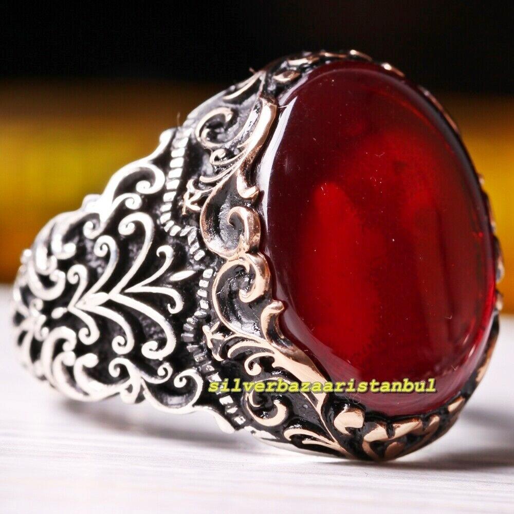 Aqeeq Handmade Gents Ring Design In Silver With Stone Handmade 925