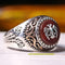 925 Sterling Double-Headed Eagle Agate Aqeeq Stone Mens Ring silverbazaaristanbul 