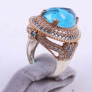 925 Sterling Silver Aquamarine Stone Heavy Women Lady Ring silverbazaaristanbul 