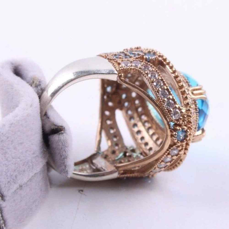 925 Sterling Silver Aquamarine Stone Heavy Women Lady Ring silverbazaaristanbul 