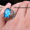 925 Sterling Silver Aquamarine Stone King Crown Mens Ring silverbazaaristanbul 