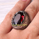 925 Sterling Silver Authentic Ruby and Citrine Stone Mens Ring silverbazaaristanbul 