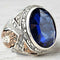 925 Sterling Silver Blue Sapphire Stone Handmade Ring for Men silverbazaaristanbul 