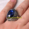 925 Sterling Silver Blue Sapphire Stone Luxury Eagle Mens Ring silverbazaaristanbul 