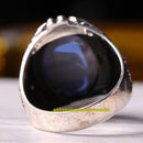 925 Sterling Silver Blue Sapphire Stone Luxury Eagle Mens Ring silverbazaaristanbul 