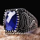 925 Sterling Silver Blue Sapphire Stone Mens Ring silverbazaaristanbul 
