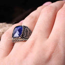 925 Sterling Silver Blue Sapphire Stone Mens Ring silverbazaaristanbul 