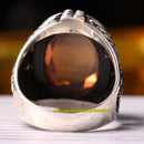 925 Sterling Silver Citrine Stone Luxury Eagle Mens Ring silverbazaaristanbul 
