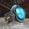 925 Sterling Silver Clear Aquamarine Stone King Lion Mens Ring silverbazaaristanbul 