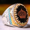 925 Sterling Silver Crown Onyx and Turquoise Stone Mens Ring silverbazaaristanbul 