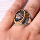 925 Sterling Silver Crown Onyx and Turquoise Stone Mens Ring silverbazaaristanbul 