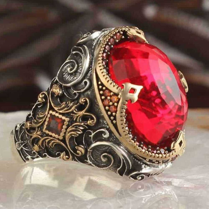92.5 Silver Ruby Ring For Bridal - Silver Palace