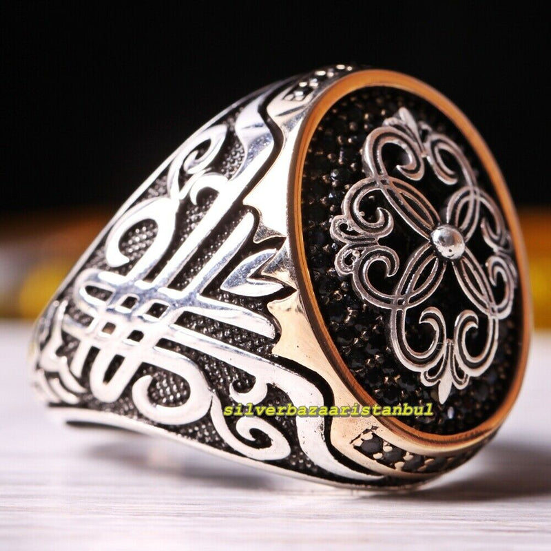 925 Sterling Silver Exclusive Small Black Onyx Stone Mens Ring silverbazaaristanbul 