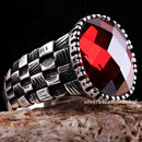 925 Sterling Silver Facet Cut Style Ruby Stone Mens Ring silverbazaaristanbul 