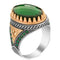925 Sterling Silver Faceted Cut Emerald Stone Mens Ring silverbazaaristanbul 