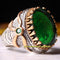 925 Sterling Silver Faceted Emerald Green Stone Mens Ring silverbazaaristanbul 
