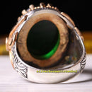 925 Sterling Silver Faceted Emerald Green Stone Mens Ring silverbazaaristanbul 