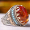 925 Sterling Silver Fossil Amber and Turquoise Stone Luxury Mens Ring silverbazaaristanbul 