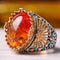 925 Sterling Silver Fossil Amber and Turquoise Stone Mens Ring silverbazaaristanbul 