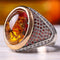 925 Sterling Silver Fossil Amber and Zircon Stone Mens Ring silverbazaaristanbul 