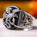 925 Sterling Silver Freedom Eagle Style Onyx Stone Mens Ring silverbazaaristanbul 