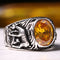 925 Sterling Silver Gazelle Style Yellow Citrine Stone Mens Ring silverbazaaristanbul 