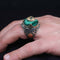 925 Sterling Silver Green Amber Stone Best Mens Ring silverbazaaristanbul 