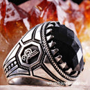 925 Sterling Silver Handmade Tughra Black Onyx Mens Man Ring silverbazaaristanbul 