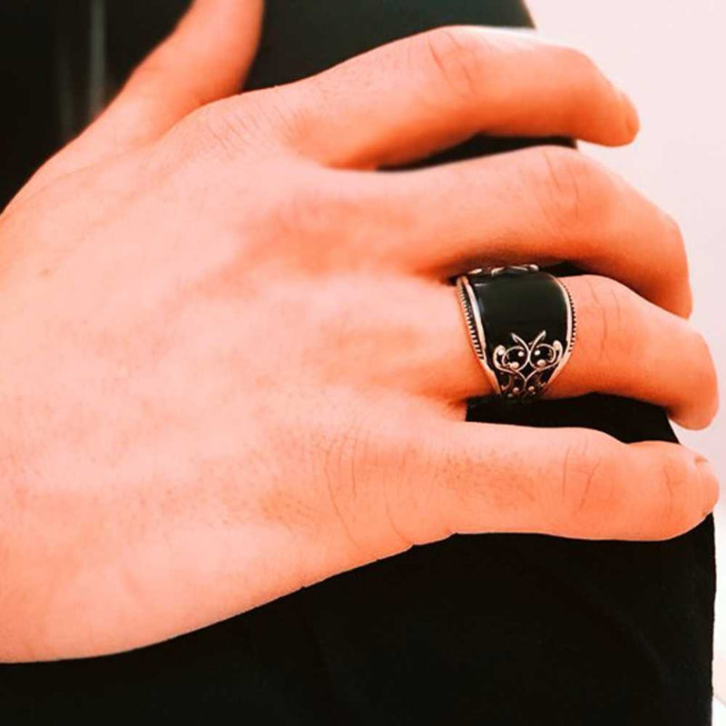 925 Sterling Silver Handsome Onyx Stone Mens Ring silverbazaaristanbul 