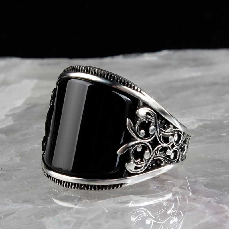 925 Sterling Silver Handsome Onyx Stone Mens Ring silverbazaaristanbul 