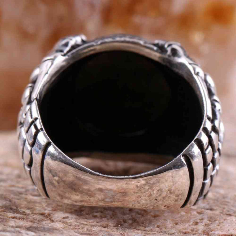 925 Sterling Silver Heavy Black Onyx Stone Mens Man Ring silverbazaaristanbul 