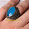925 Sterling Silver King Aquamarine Stone Mens Ring silverbazaaristanbul 