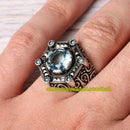 925 Sterling Silver Light Color Aquamarine and Turquoise Mens Ring silverbazaaristanbul 