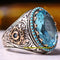 925 Sterling Silver Light Color Blue Aquamarine Stone Mens Ring silverbazaaristanbul 