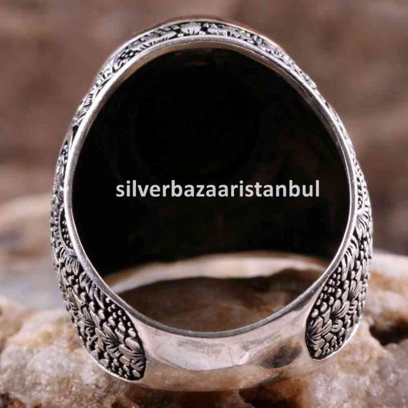 925 Sterling Silver Lux Black Onyx Stone Mens Man Ring silverbazaaristanbul 