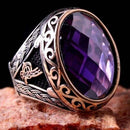 925 Sterling Silver Lux Purple Amethyst Stone Mens ing silverbazaaristanbul 