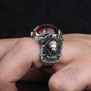 925 Sterling Silver Luxury Ruby Stone King Lion Mens Ring silverbazaaristanbul 