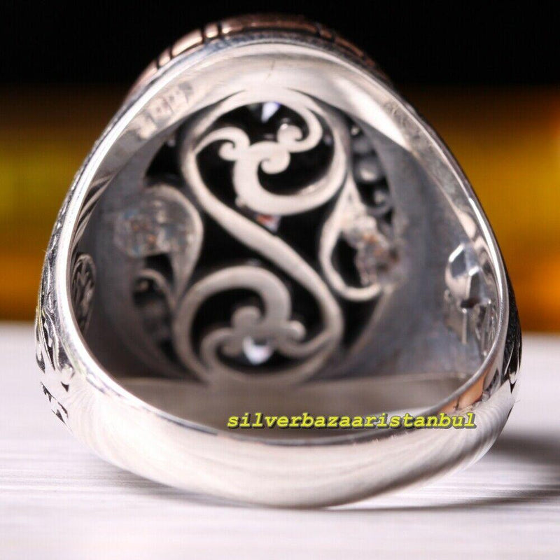 925 Sterling Silver Multi White Zircon Stone Mens Ring silverbazaaristanbul 