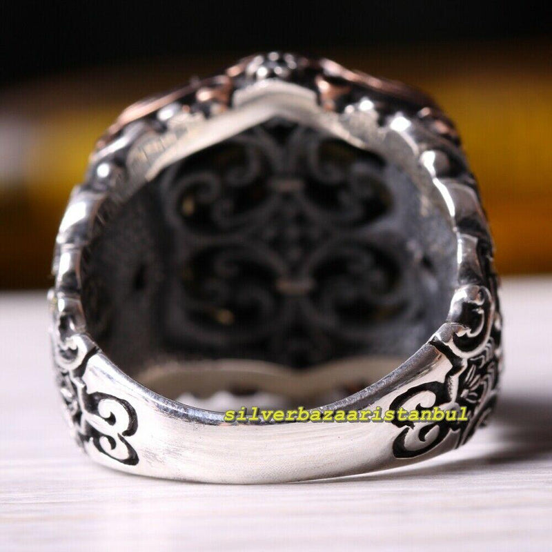 925 Sterling Silver Natural Heavy Onyx Stone Mens Ring silverbazaaristanbul 