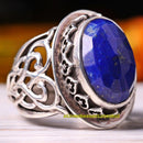 925 Sterling Silver Natural Lapis Stone Luxury Mens Ring silverbazaaristanbul 