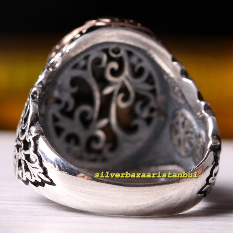 925 Sterling Silver Natural Tigers Eye Stone Mens Ring silverbazaaristanbul 