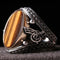 925 Sterling Silver Natural Tigers Eye Stone Ottoman Mens Ring silverbazaaristanbul 