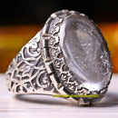 925 Sterling Silver Natural White Najaf Stone Mens Ring silverbazaaristanbul 