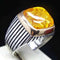 925 Sterling Silver Natural Yellow Amber Nice Mens Ring silverbazaaristanbul 