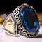 925 Sterling Silver Onyx and Aquamarine Multi Stone Mens Ring silverbazaaristanbul 