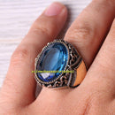 925 Sterling Silver Onyx and Aquamarine Multi Stone Mens Ring silverbazaaristanbul 