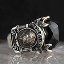 925 Sterling Silver Onyx Stone King Lion Mens Ring silverbazaaristanbul 