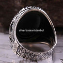 925 Sterling Silver Otto Tughra Black Onyx Stone Men Ring silverbazaaristanbul 