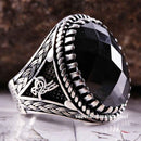 925 Sterling Silver Otto Tughra Black Onyx Stone Men Ring silverbazaaristanbul 