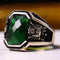 925 Sterling Silver Ottoman Model Emerald Stone Mens Ring silverbazaaristanbul 